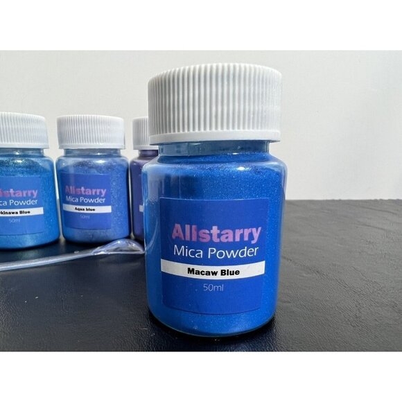 Set Of 5 Allstarry Mica Powder Epoxy Art Makeup Pigment Blue 50ml 1.6 oz - Picture 3 of 3